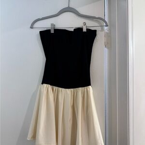 Black and Cream Strapless Dress